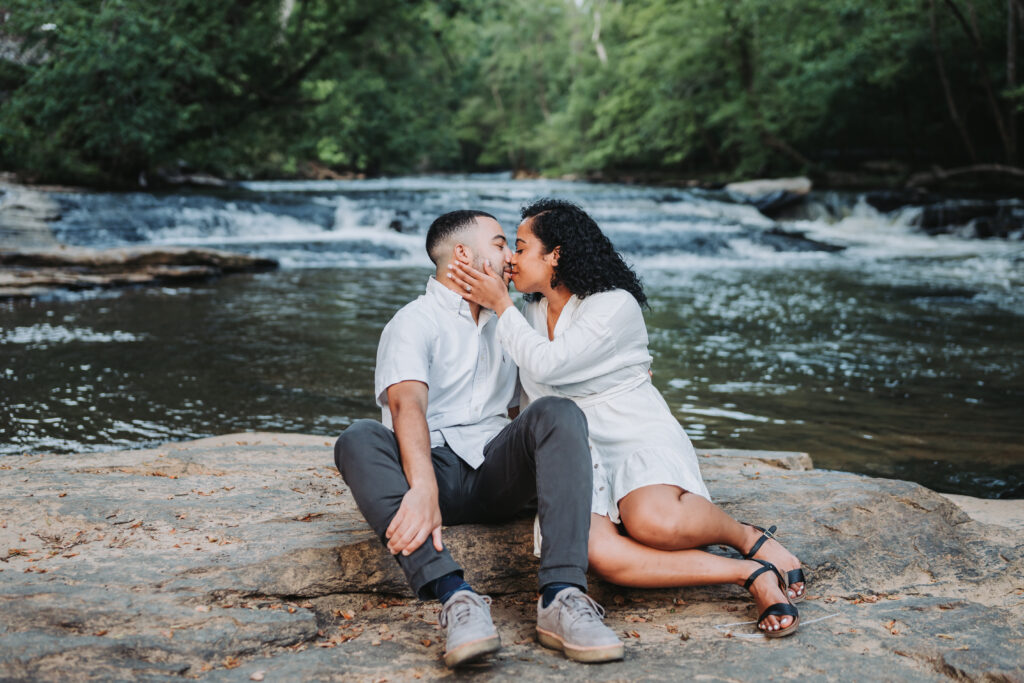 Engagement photos at Roswell Mill Ruins.