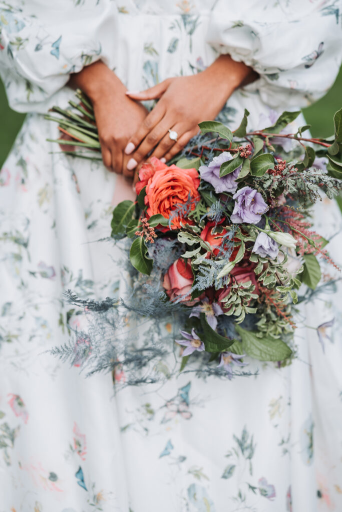 Colorful bridal bouquet at the Whitlock Inn