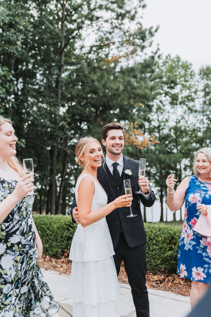 Toast for the bride and groom at Lake Lanier Legacy Pointe