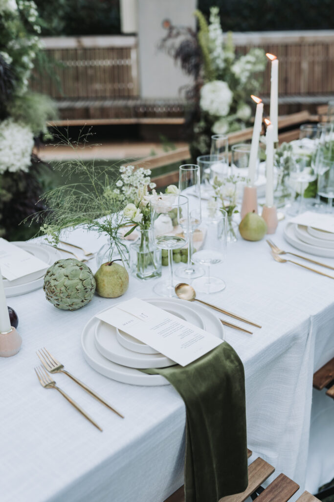 Details of greenery of reception table. 