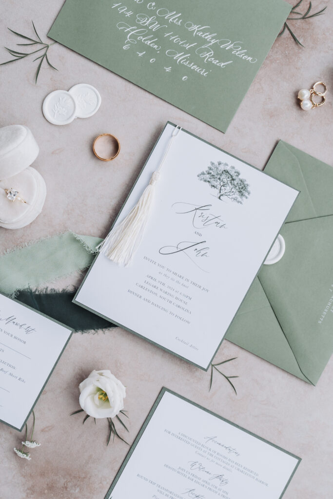 green wedding invitation suite essentials