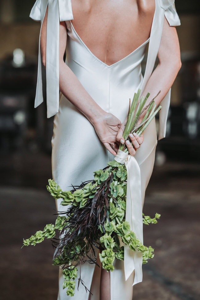 wedding bouquet with lots of organic greenery