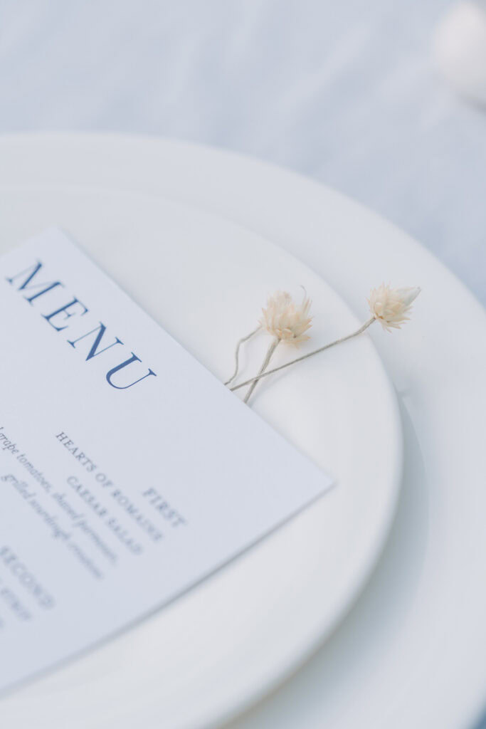 wedding detail inspiration on menu setting