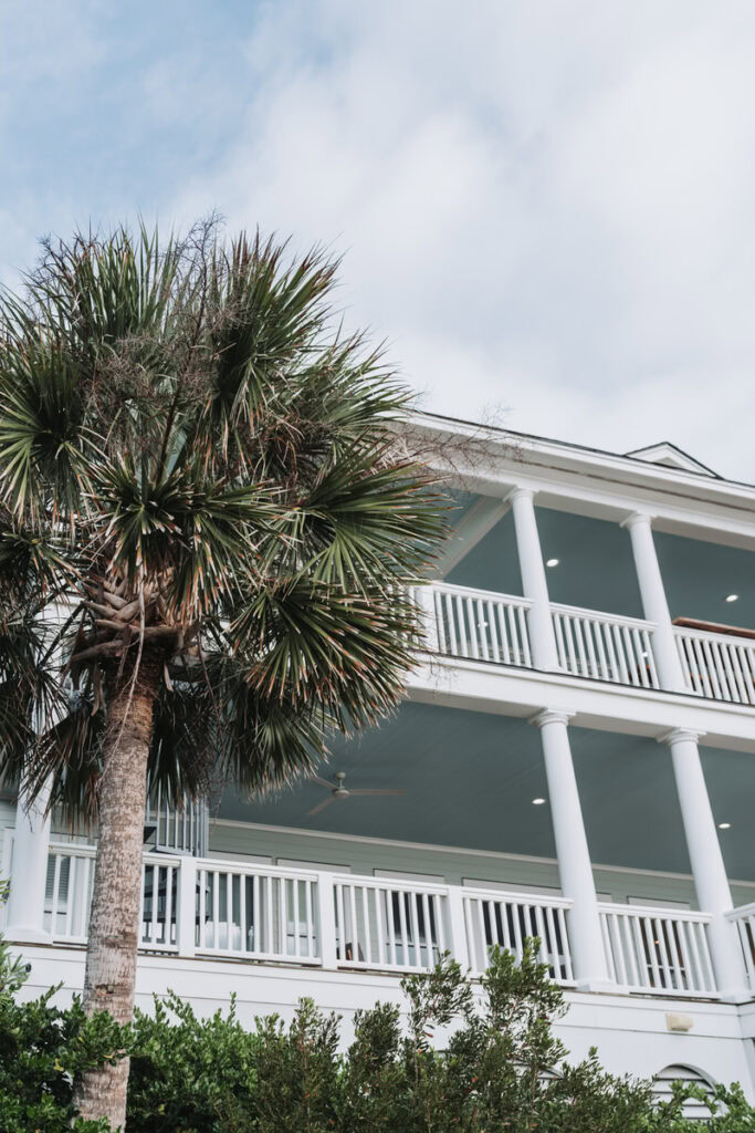 Charleston Beach wedding house with palm tree