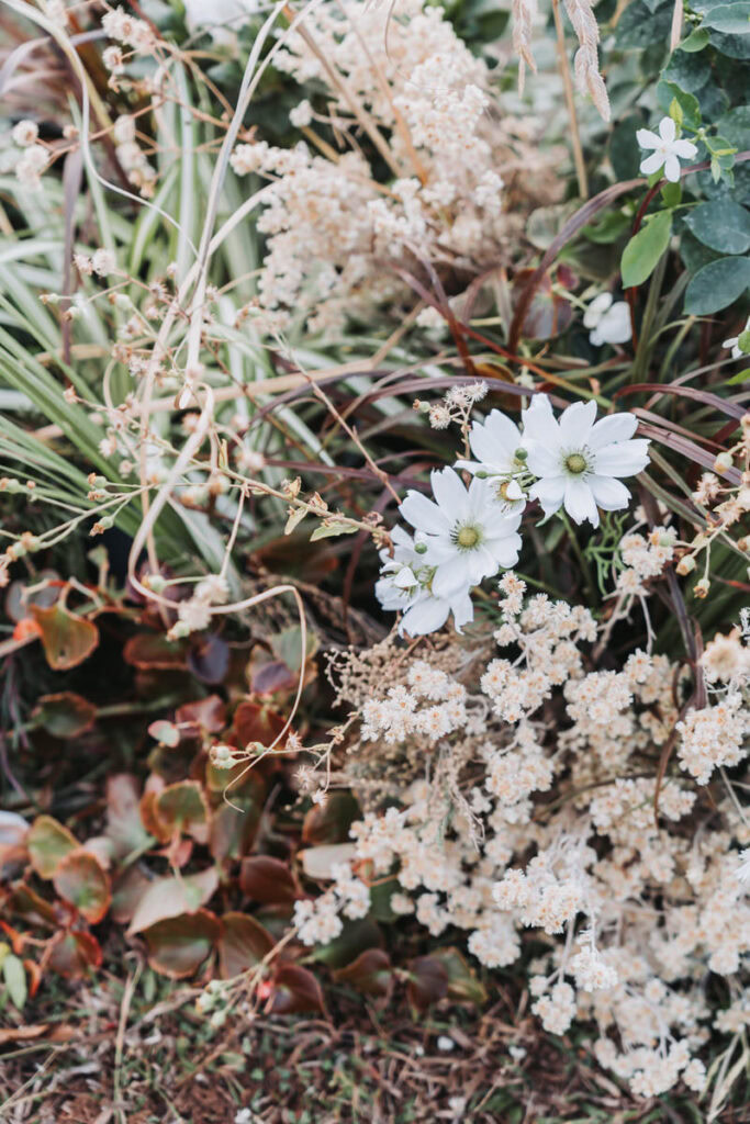 up close of native beach florals in Charleston wedding