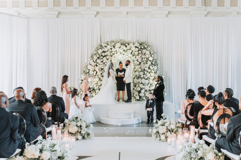 Wedding ceremony in the marble courtroom at Historic Dekalb Courthouse